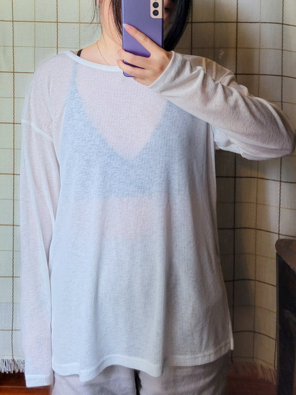 UNIQLO sister brand GU Sheer Oversized T-shirt (long sleeve)